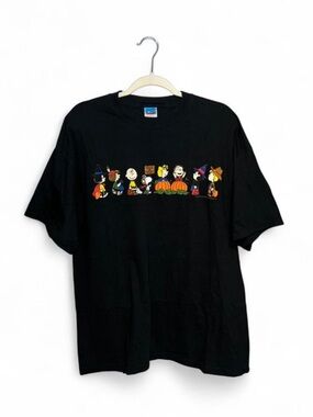 Peanuts Men’s Vintage Great Pumpkin Halloween Graphic Short Sleeve Shirt Size XL